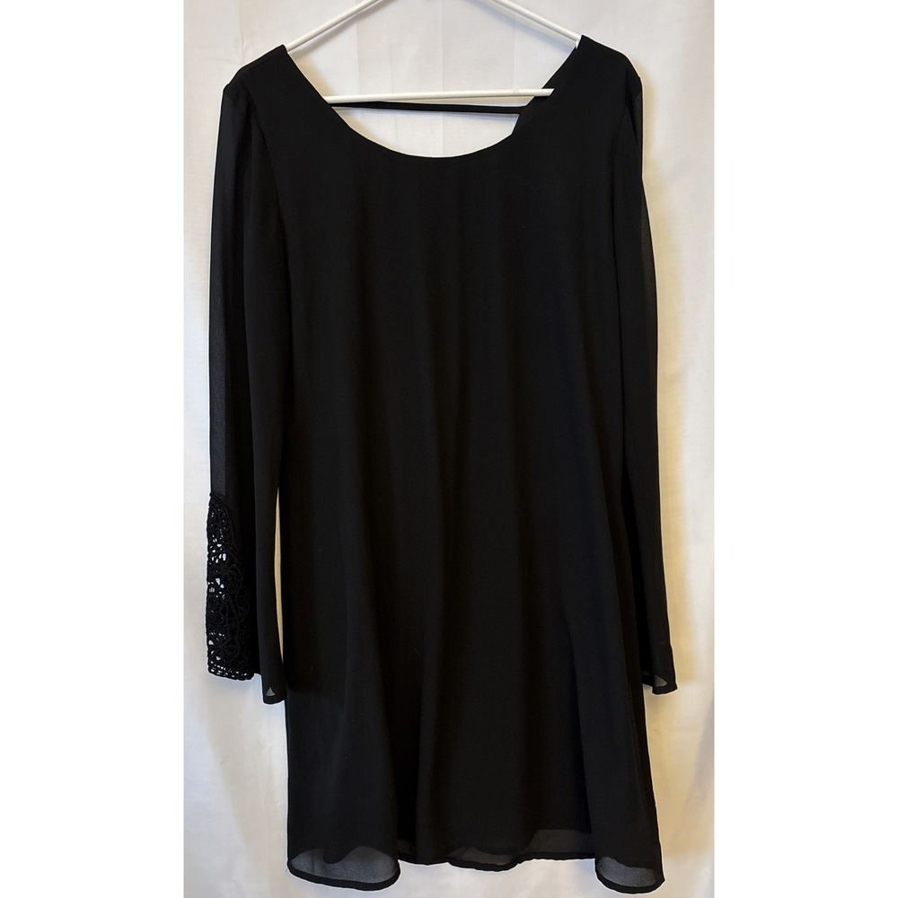 Women's Speechless Black Sheer Mini Dress L Sleeve Lace Cuff L Whimsagoth Fairy